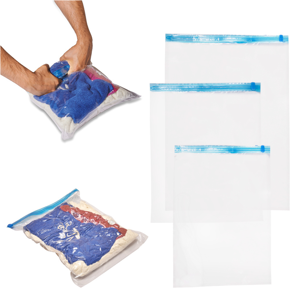 Πλαστική Σακούλα Αποθήκευσης για Τσάντες / Ρούχα Αεροστεγής και με Κενό Αέρος 9τμχ