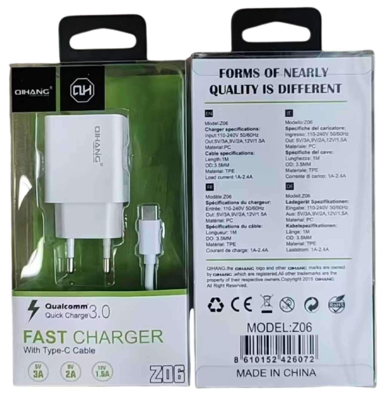 Καλώδιο φόρτισης με αντάπτορα - Type-C - QH-Z06 - 426072