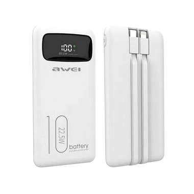 Powerbank - 10.000mah -  P168K - 22.5W - AWEI - 002905 - White