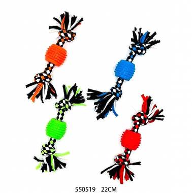 Παιχνίδι σκύλου σχοινί με μπάλα μασητική - 22cm - 12pcs - 550519