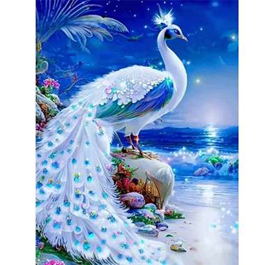 Olympus Diamond Painting "White Peacock" - Ψηφιδωτό Μωσαικό "Λευκό παγώνι" 50Χ40