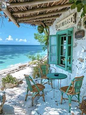 Olympus Diamond Painting "Idyllic setting by the sea" - Ψηφιδωτό Μωσαικό "Ειδυλλιακό σκηνίκό δίπλα στην Θάλασσα" 50Χ40