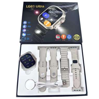Σετ Smartwatch με 4 λουράκια - LG81 Ultra - 065110 - Grey