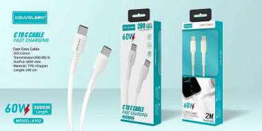 Καλώδιο φόρτισης & data - USB Type-C σε Type-C - Fast Charge - X102 - 2m - 60W - 632409