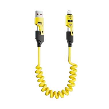 Καλώδιο φόρτισης & data σπιράλ - 4in1 - Fast Charge - X204 - 27-65W - 102048 - Yellow