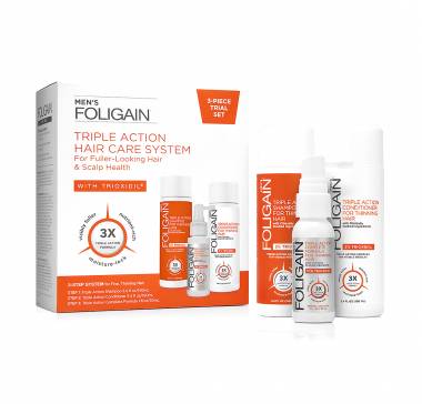 Foligain® USA Triple Action  (Κατά της τριχόπτωσης για άνδρες (Σαμπουάν 100ml & Conditioner 100ml & 30ml Λοσιόν/Σπρέι)