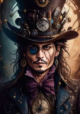 Olympus Diamond Painting "Jack sparrow steampunk art style,Johnny depp,Pirates of the Caribbean" - Ψηφιδωτό Μωσαικό "Τζακ Σπάροου, Τζόνι Ντεπ σε steampunk στυλ τέχνης πειρατές της Καραϊβικής" 40Χ30