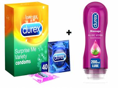 Durex Προφυλακτικά Surprise Me Variety Box 40τμχ + Durex play massage aloe Vera