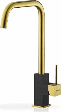 Pyramis Adelita PVD Μπαταρία Κουζίνας Πάγκου Inox Gold & Pearl Black 090928101