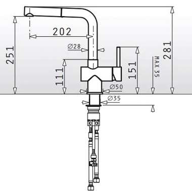 Pyramis Capriccio Premium Μπαταρία Κουζίνας Πάγκου με Ντουζ Inox Ασημί 090917201