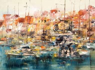 Olympus Diamond Painting "Abstract painting colorful sailboats" - Ψηφιδωτό Μωσαικό "Αφηρημένη τέχνη πολύχρωμων ιστιοφόρων" 40Χ30