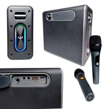 Φορητό ηχείο Bluetooth με 2 μικρόφωνα Karaoke - PR-1016 - 241373