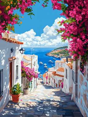 Olympus Diamond Painting "Somewhere in a Greek island,most beautiful country in the world" - Ψηφιδωτό Μωσαικό "Κάπου σε ένα ελληνικό νησί, στην πιο όμορφη χώρα του κόσμου" 50Χ40