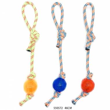 Παιχνίδι σκύλου σχοινί με μπάλα TPR - 46cm - 12pcs - 550572