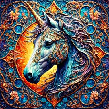 Olympus Diamond Painting "Unicorn Mandala" - Ψηφιδωτό Μωσαικό "Μάνταλα Έργο τέχνης μονόκερος" 50Χ40