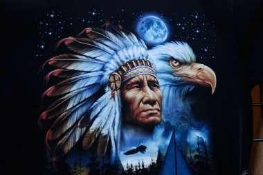 Olympus Diamond Painting "Native american with bald eagle" - Ψηφιδωτό Μωσαικό "Ιθαγενής αμερικάνος-Ινδιάνος με φαλακρό αετό" 40Χ30