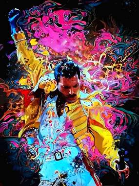 Olympus Diamond Painting "Freddie Mercury,Queen singers" - Ψηφιδωτό Μωσαικό "Φρέντι Μέρκιουρι,τραγουδιστής των Queen" 40Χ30