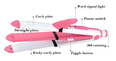 Ισιωτική μαλλιών - 3in1 - KM-1213 - Multistyler - Kemei - Pink/White