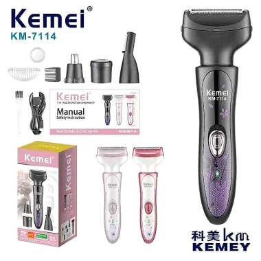 Ξυριστική μηχανή προσώπου-σώματος - 4 in 1 - KM-7114 - Kemei - Black