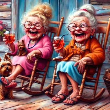 Olympus Diamond Painting "Smiling grandmothers drinking" - Ψηφιδωτό Μωσαικό "Χαμογελαστές γιαγιάδες πίνουν ποτάκι" 50Χ40