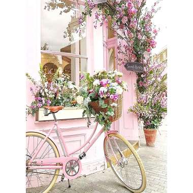Olympus Diamond Painting "Pink bicycle and flowers,Paris" - Ψηφιδωτό Μωσαικό "Ροζ ποδήλατο και λουλούδια,Παρίσι" 40Χ30