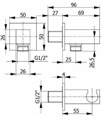 4134  ΕΠΙΤΟΙΧΗ ΠΑΡΟΧΗ 1/2" ΜΕ ΒΑΣΗ ΣΤΗΡΙΞΗΣ ΤΗΛΕΦΩΝΟΥ ΤΕΤΡΑΓΩΝΗ