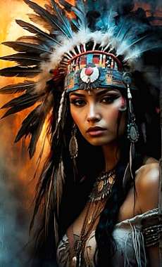 Olympus Diamond Painting "Beautiful Native american" - Ψηφιδωτό Μωσαικό "Πανέμορφη Ινδιάνα με κοσμήματα" 50Χ70