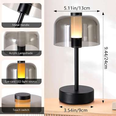Επαναφορτιζόμενο επιτραπέζιο φωτιστικό LED - Touch Control - 43-9 - 430187 - Black