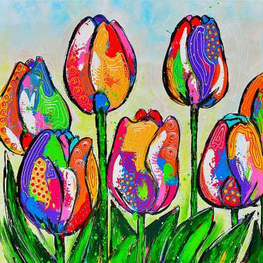 Olympus Diamond Painting "Multicolor tulips" - Ψηφιδωτό Μωσαικό "Πολύχρωμες τουλίπες" 50X40