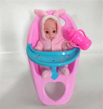 Κούκλα μωρό με καρεκλάκι φαγητού - 663 - 917395