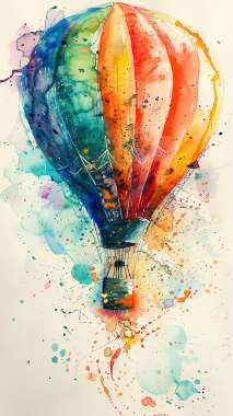 Olympus Diamond Painting "Balloon, colorful watercolor with splashes" - Ψηφιδωτό Μωσαικό "Αερόστατο,πολύχρωμη υδατογραφία με πιτσιλιές" 50Χ70