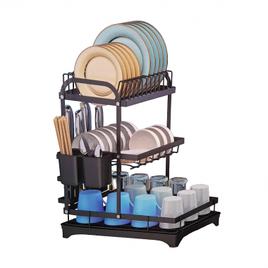 Πιατοθήκη αποστράγγισης τριώροφη - 7501-3 - 521407 - Black