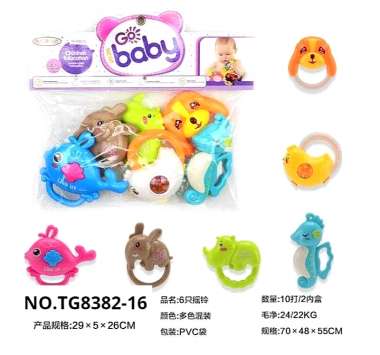 Σετ βρεφικές κουδουνίστρες & μασητικά - TG8382-16 - 6pcs - 917393