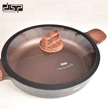 Ρηχή κατσαρόλα αντικολλητική με καπάκι - 3.9L - CA004-BS28-Black - DSP - 563776