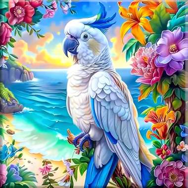 Olympus Diamond Painting "Beautiful Tropical parrot" - Ψηφιδωτό Μωσαικό "Πανέμορφος τροπικός παπαγάλος" 50Χ40