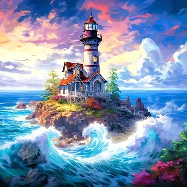 Olympus Diamond Painting "Lighthouse" - Ψηφιδωτό Μωσαικό "Φάρος " 50Χ40