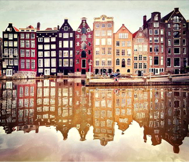 Olympus Diamond Painting "Old buildings,Canals of Amsterdam" - Ψηφιδωτό Μωσαικό "Παλιά κτίρια,Κανάλια Αμστερνταμ" 50X40