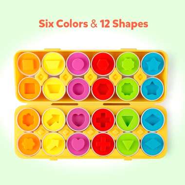 Olympus Παιδικό Εκπαιδευτικό Puzzle Montessori - Αυγοθήκη Παζλ 12 Αυγών και 6 χρωμάτων – Εκμάθηση Χρωμάτων & Σχημάτων