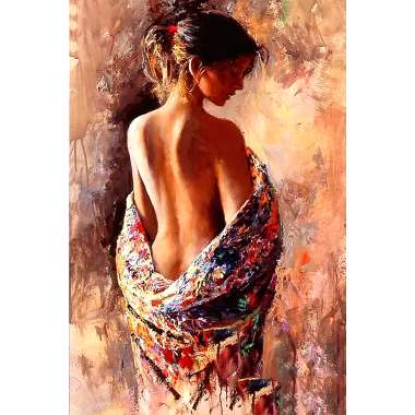 Olympus Diamond Painting "Female figure with bare back, impressionist style" - Ψηφιδωτό Μωσαικό "Γυναικεία μορφή με γυμνή πλάτη,στυλ ιμπρεσιονισμού" 40Χ30
