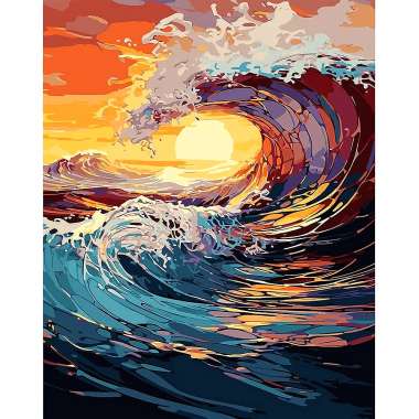Olympus Diamond Painting "Waves and sunset" - Ψηφιδωτό Μωσαικό "Κύματα και ηλιοβασίλεμα" 50Χ40