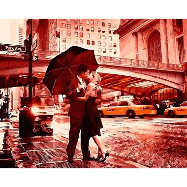 Olympus Diamond Painting "Kiss in a park avenue,Breakfast at Tiffany's movie" - Ψηφιδωτό Μωσαικό "Φιλί σε λεωφόρο,πίνκας από την ταινία Breakfast at tiffany's" 50X40