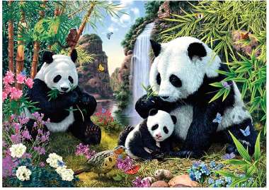 Olympus Diamond Painting Panda Family - Ψηφιδωτό Μωσαικό "Οικογένεια αρκούδων Panda 40X30