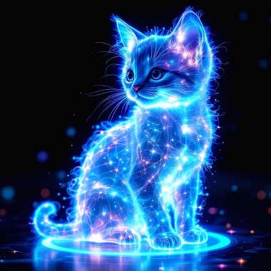 Olympus Diamond Painting "Magical cat made of ethereal light" - Ψηφιδωτό Μωσαικό "Μαγική γάτα φτιαγμένη απο αιθέριο φως" 50Χ40