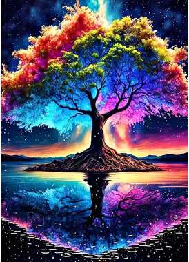 Olympus Diamond Painting "Magical colorful life tree" - Ψηφιδωτό Μωσαικό "Πολύχρωμο δέντρο της ζωής" 40Χ30