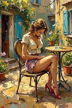 Olympus Diamond Painting "Young beautiful woman,romantic scene" - Ψηφιδωτό Μωσαικό "Όμορφη νεαρή γυναίκα σε ρομαντική σοκάκι " 40Χ30