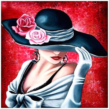 Olympus Diamond Painting "Woman with hat and roses" - Ψηφιδωτό Μωσαικό "Γυναίκα με καπέλο και τριαντάφυλλα " 50Χ40
