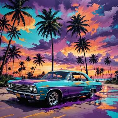 Olympus Diamond Painting "American car" - Ψηφιδωτό Μωσαικό "Αμερικάνικο Αυτοκίνητο" 50Χ40