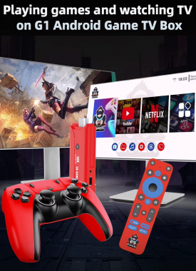 Φορητή κονσόλα παιχνιδιών Stick & Android TV Box με 2 χειριστήρια - G1 - 812938