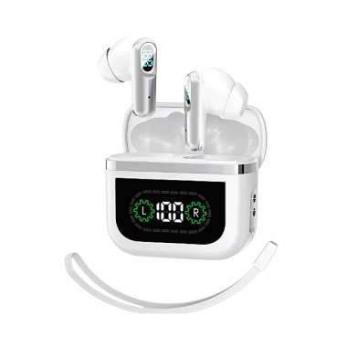 Ασύρματα ακουστικά Bluetooth με ψηφιακή οθόνη & θήκη φόρτισης - J61 - 814031 - White
