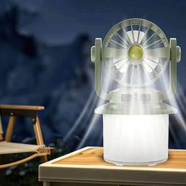 Επαναφορτιζόμενο φαναράκι LED με ανεμιστήρα & ηλιακό πάνελ - 2in1 - CH-F803 - 817568